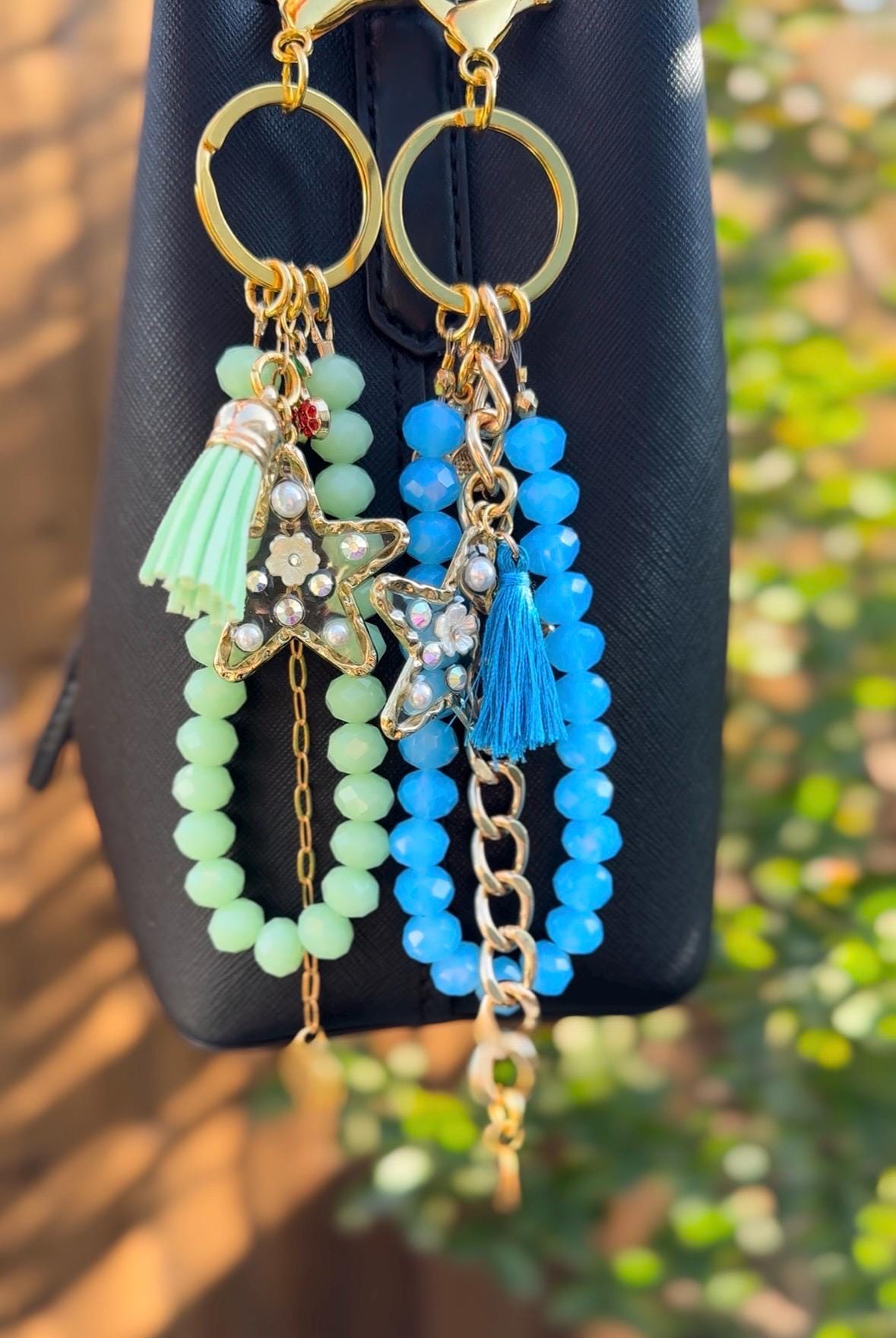 Purse/Bag Charm, Crystal Rondelle Beads, Lobster Claw Clasp