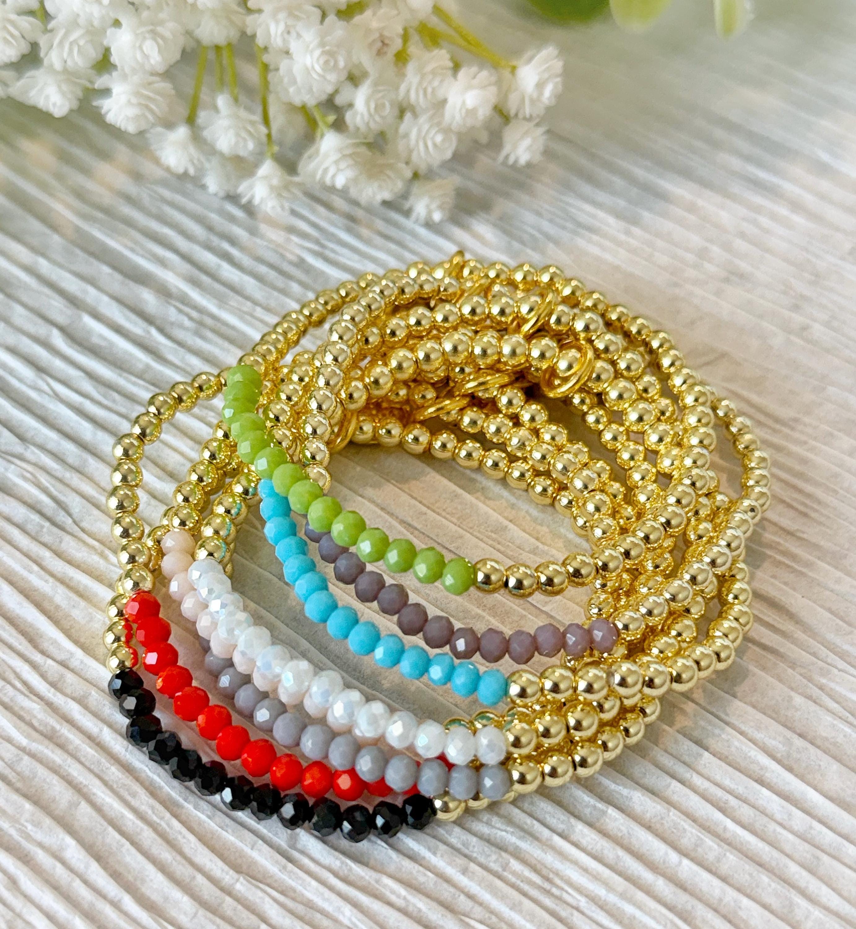 Dainty Beaded Bracelet, Gold Filled, Small 4mm Beads
