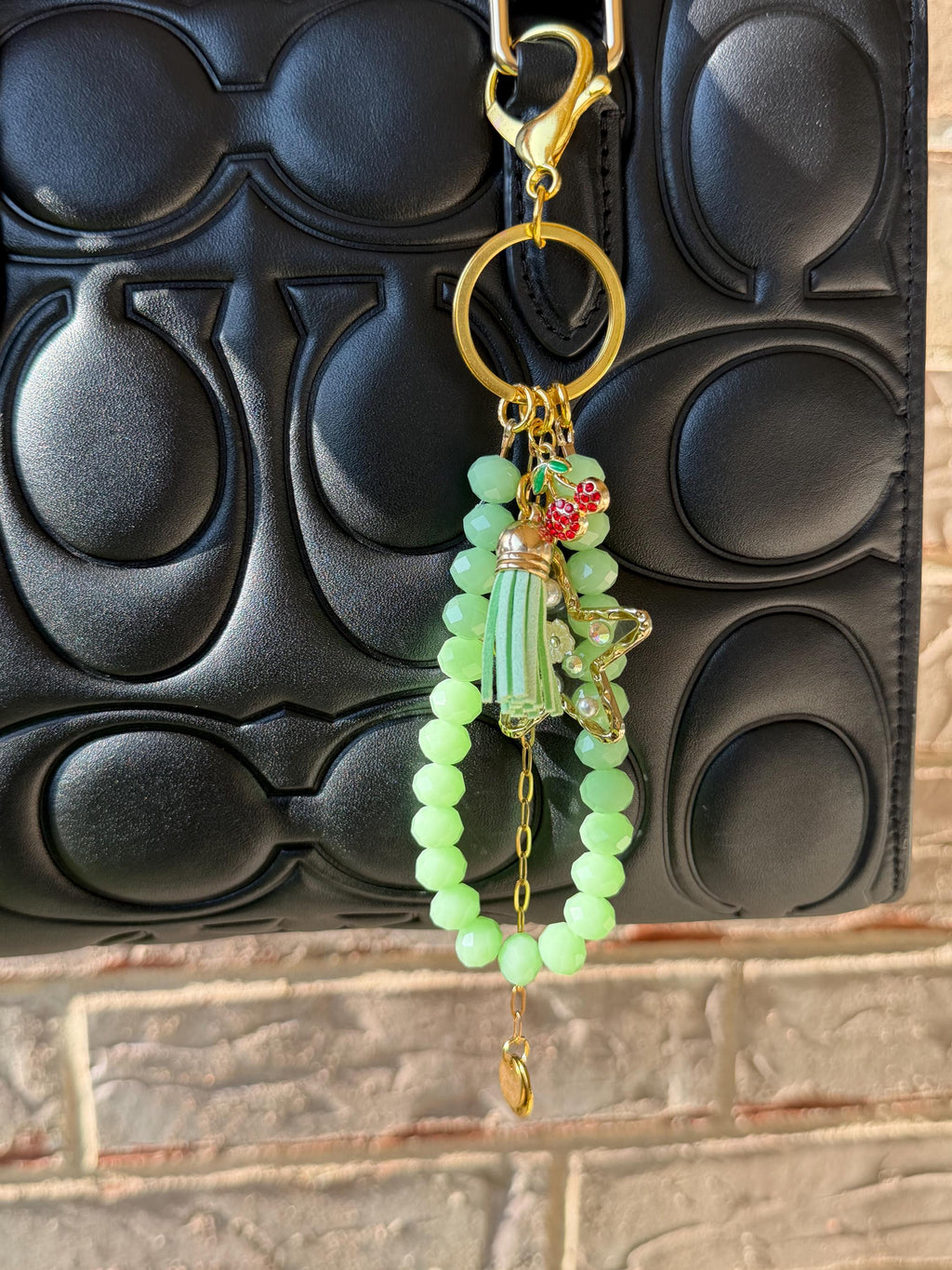 Purse/Bag Charm, Crystal Rondelle Beads, Lobster Claw Clasp