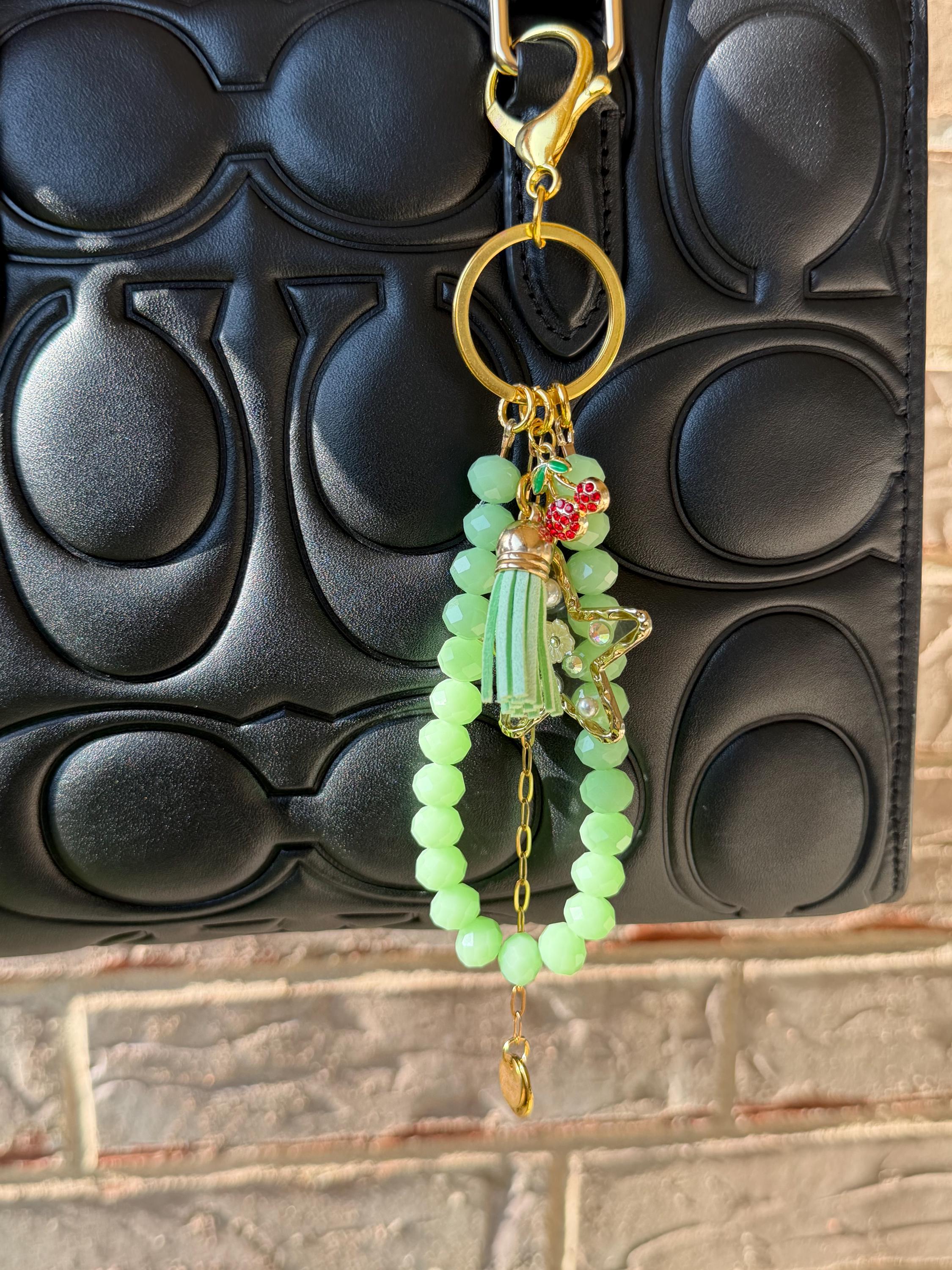 Purse/Bag Charm, Crystal Rondelle Beads, Lobster Claw Clasp