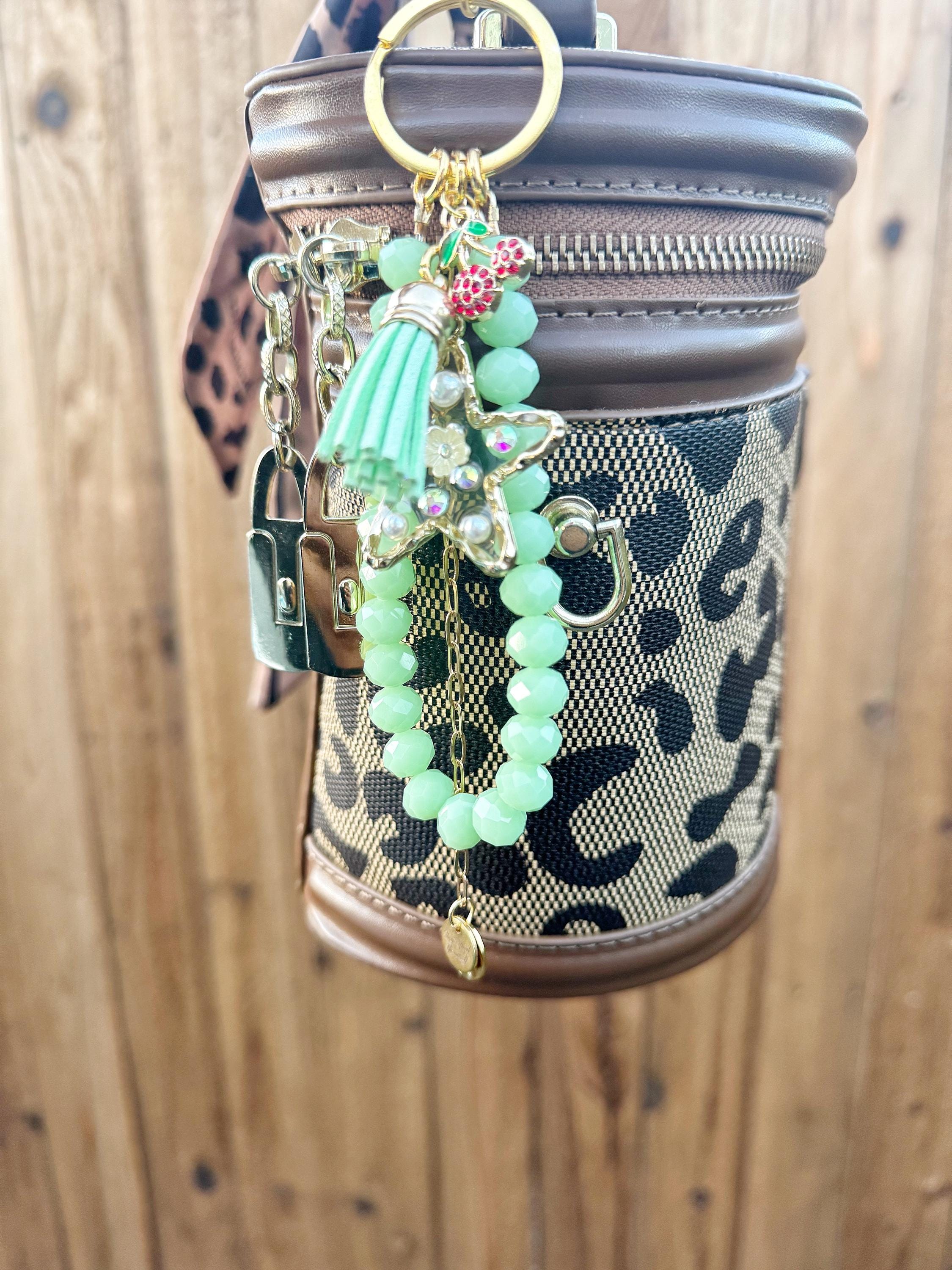 Purse/Bag Charm, Crystal Rondelle Beads, Lobster Claw Clasp
