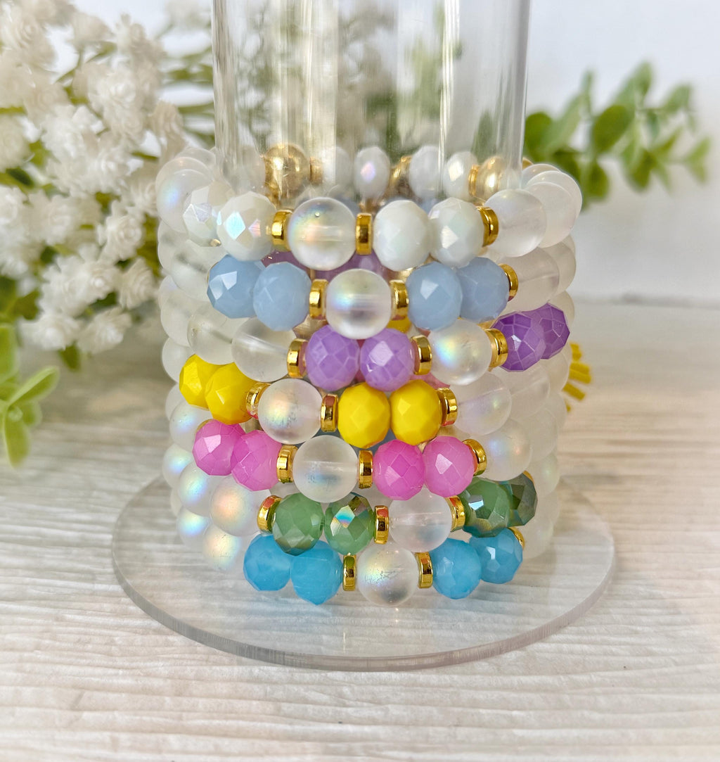 Beaded Tassel Bracelets, Boho Stretch Stackable Jewelry, WWJD Charm