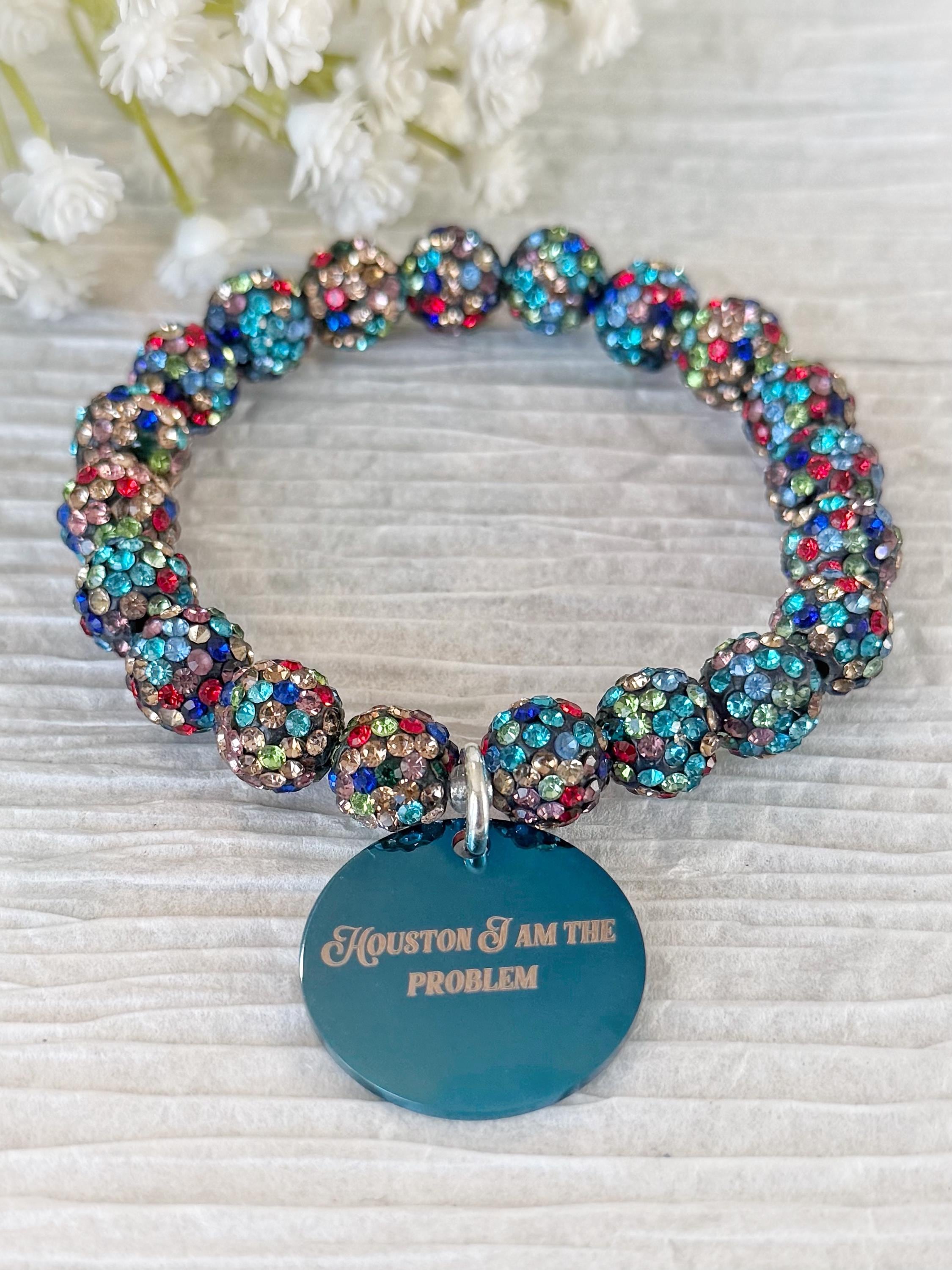 Sparkly Beaded Bracelet, Charm Bracelet, Pava Beads, Charms