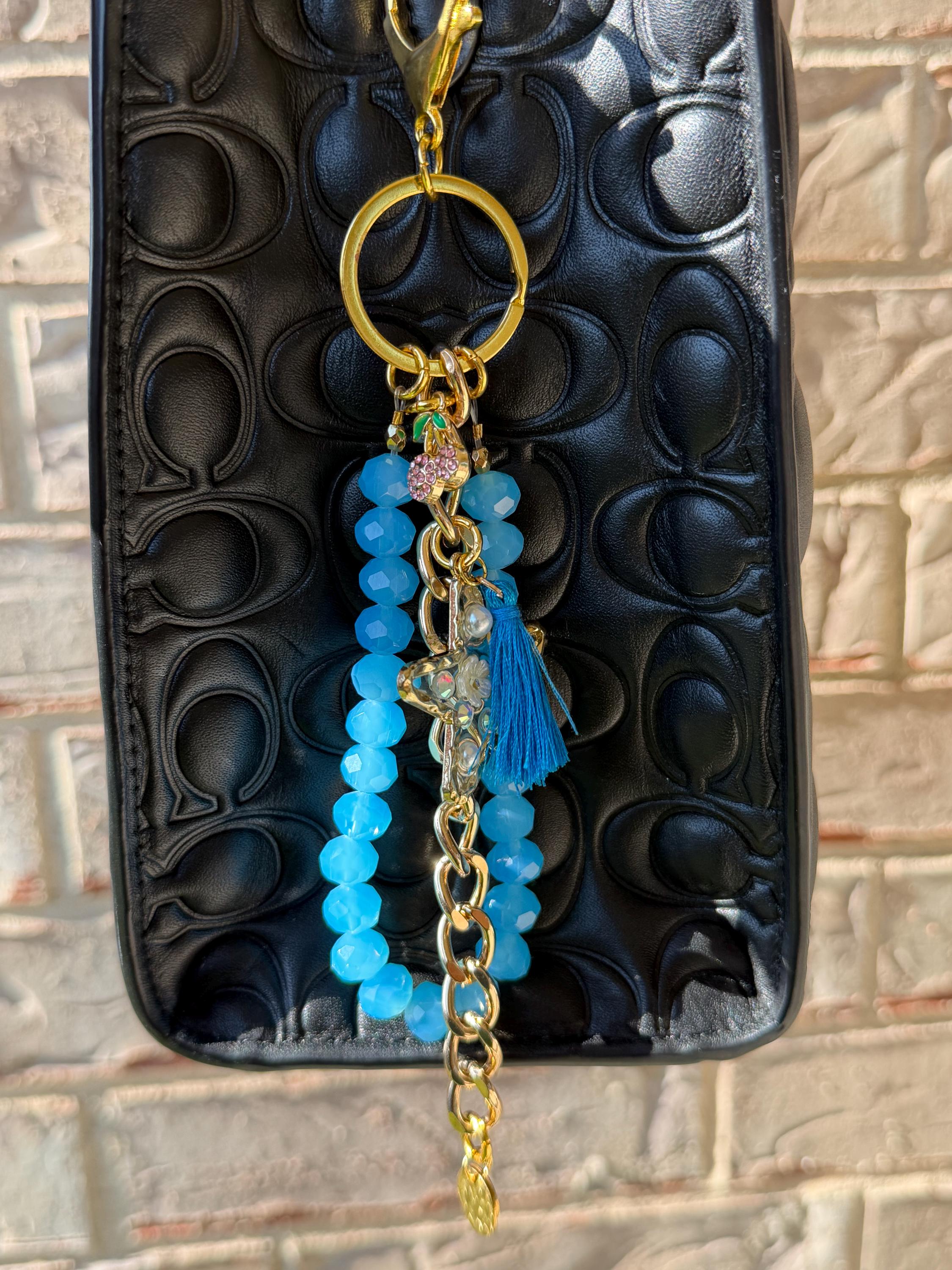 Purse/Bag Charm, Crystal Rondelle Beads, Lobster Claw Clasp