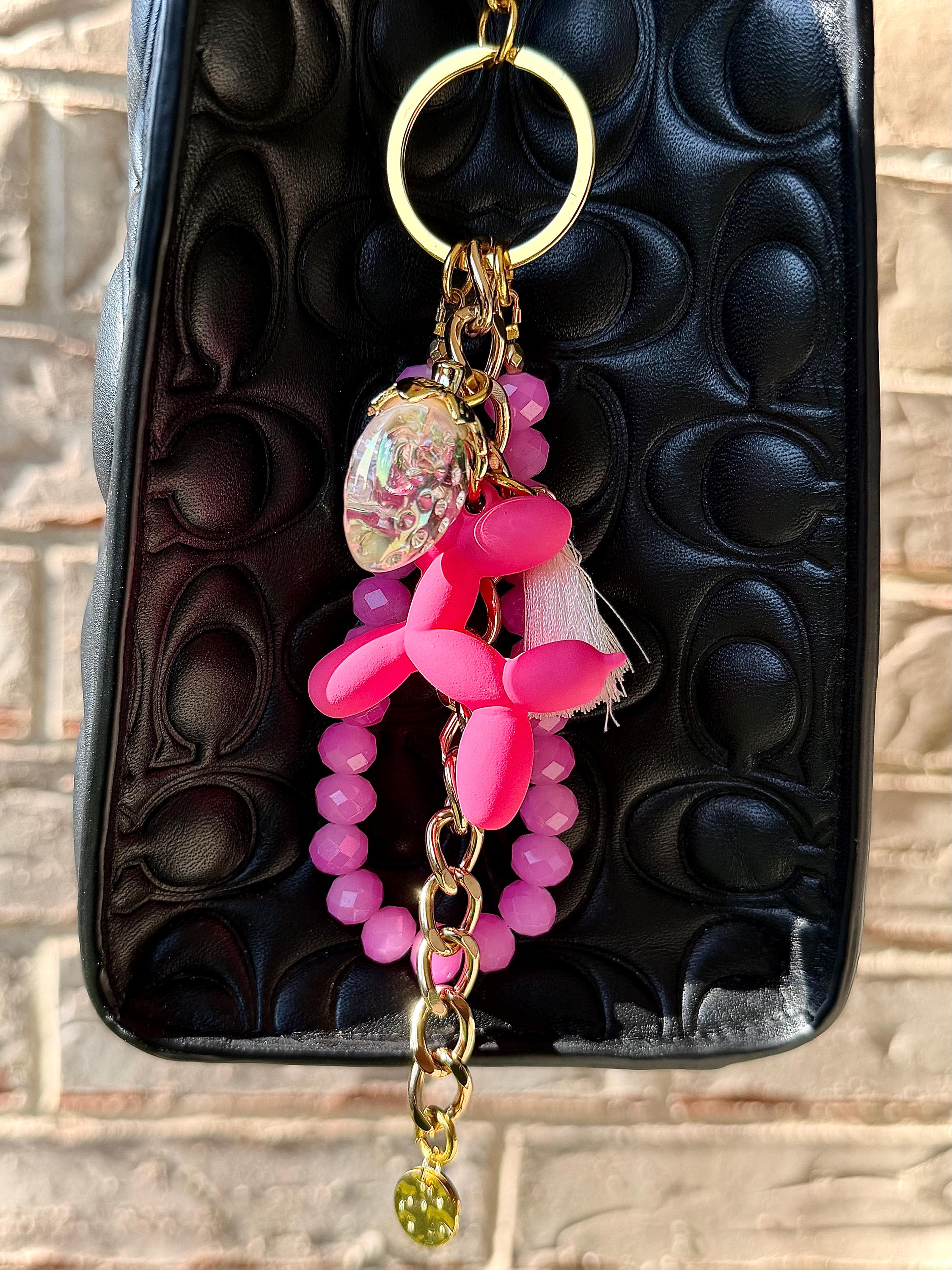 Purse/Bag Charm, Crystal Rondelle Beads, Lobster Claw Clasp