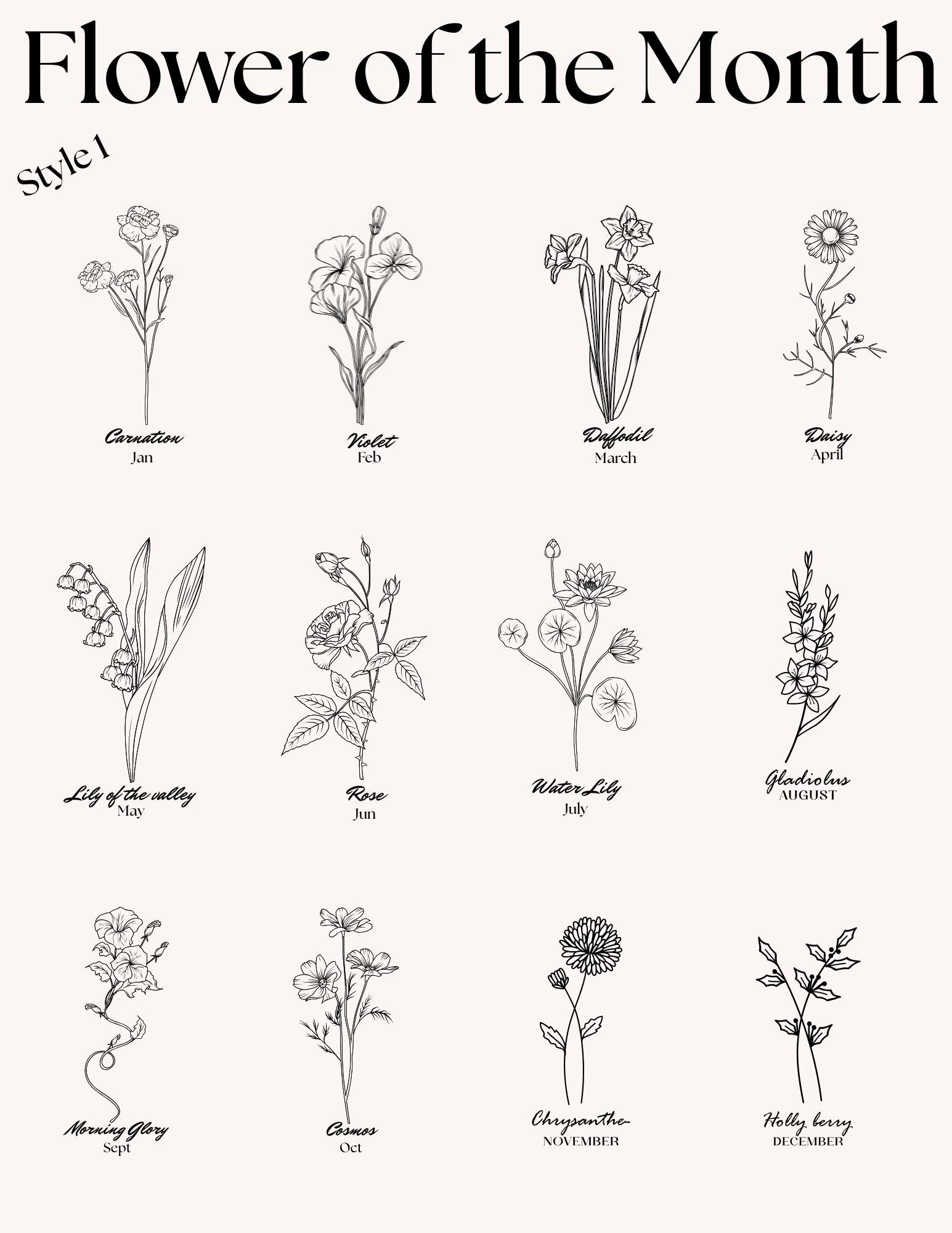 Personalized Birth Flower Necklace