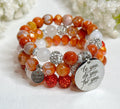 Motivational Beaded Bracelet Set: Charm Stretch Bracelets for Women