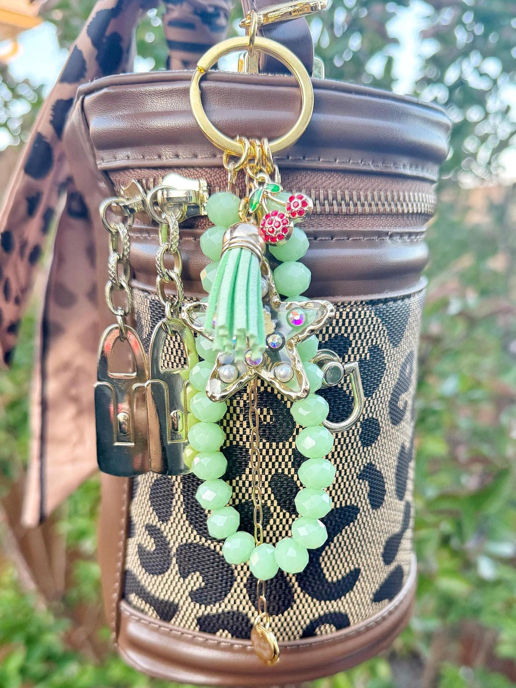 Purse/Bag Charm, Crystal Rondelle Beads, Lobster Claw Clasp