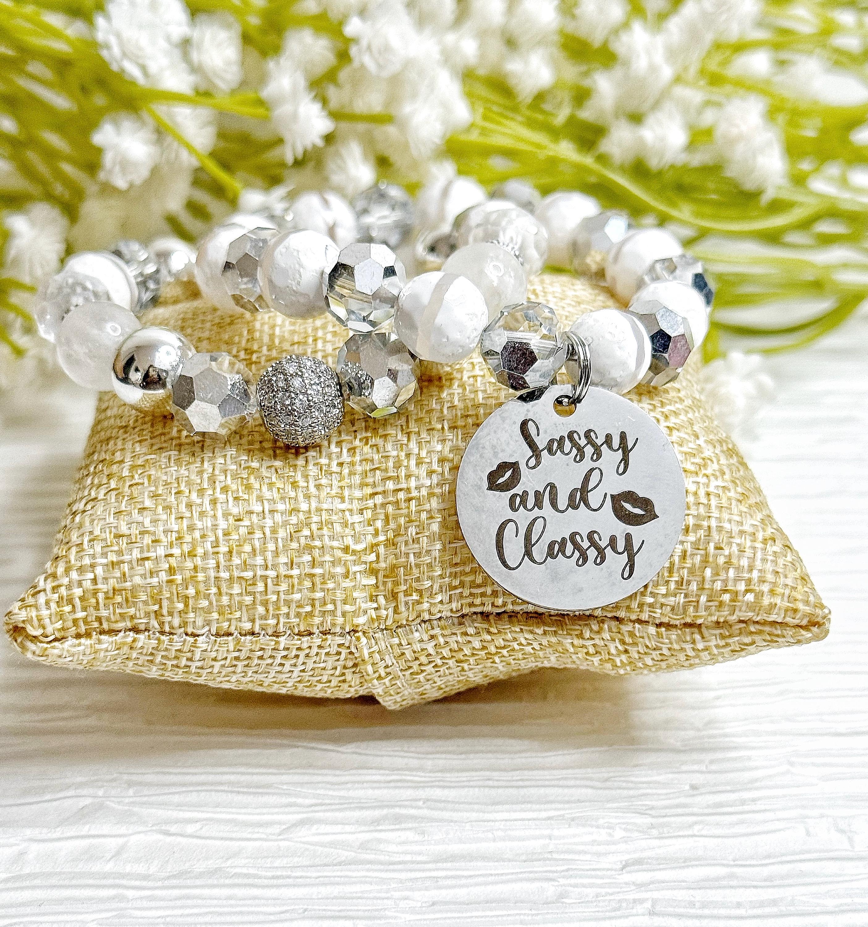 Beaded Charm Bracelet Set: Stretch Bracelets for Women