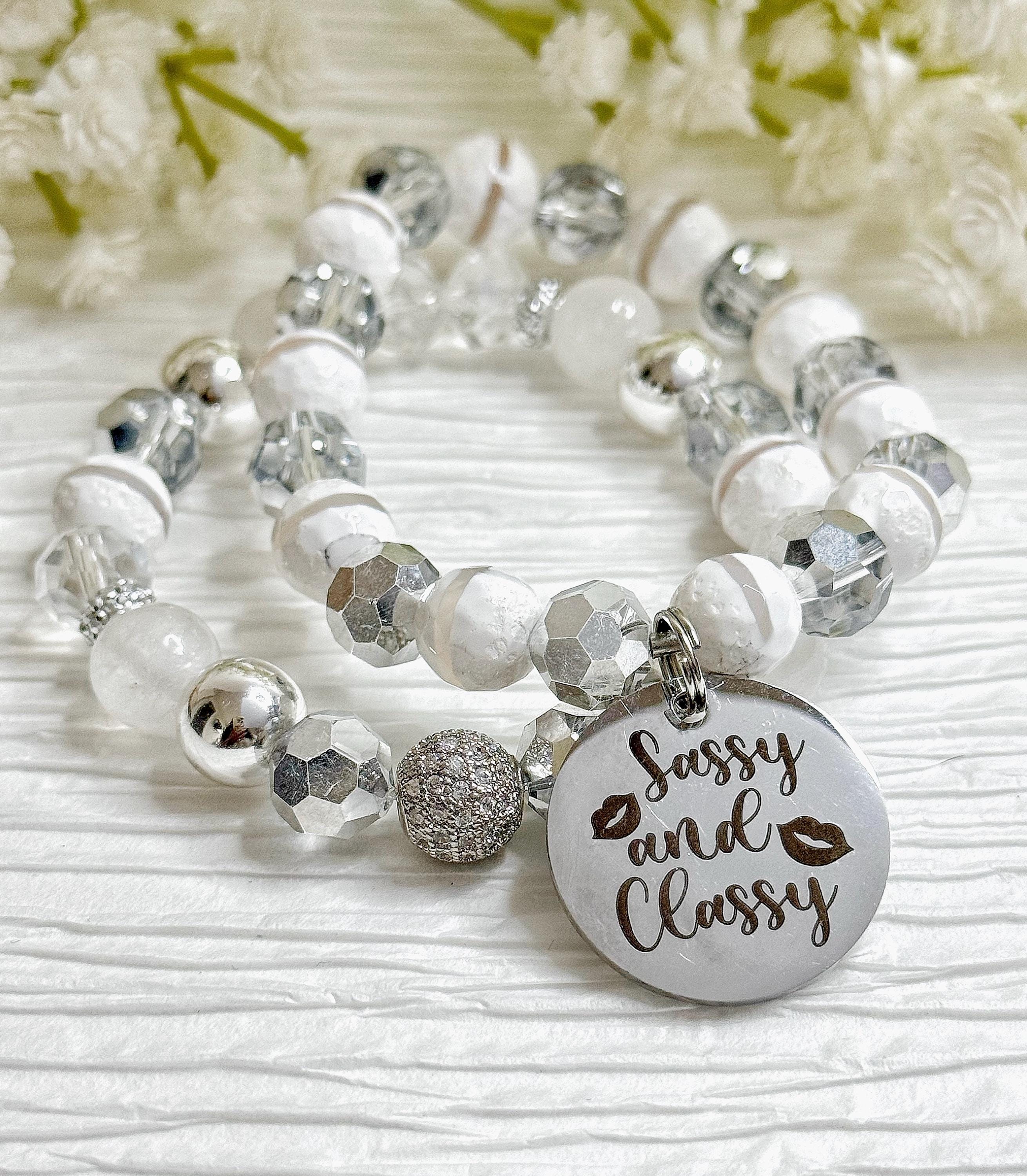 Beaded Charm Bracelet Set: Stretch Bracelets for Women