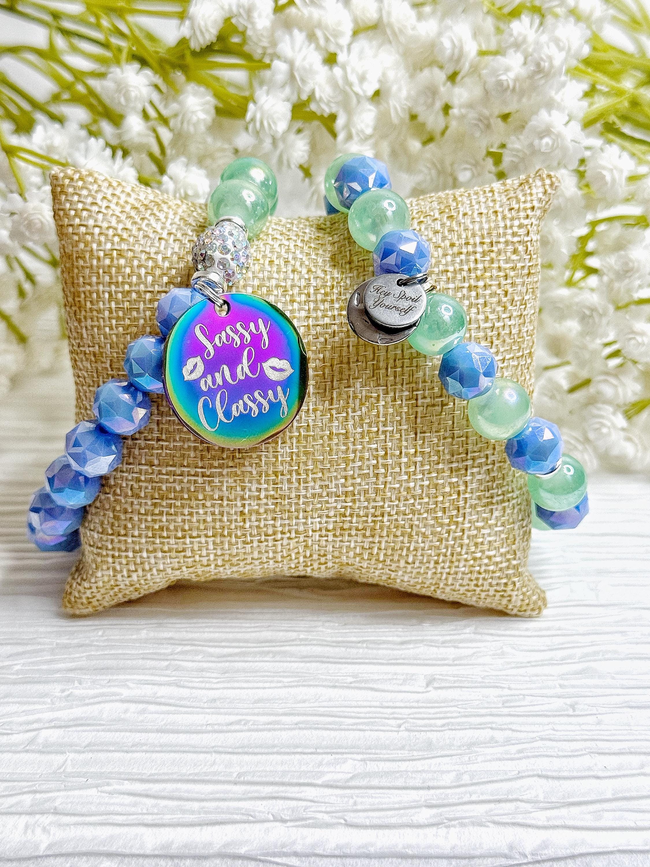 Vibrant Beaded Charm Bracelet Set: Stretch Bracelets for Women