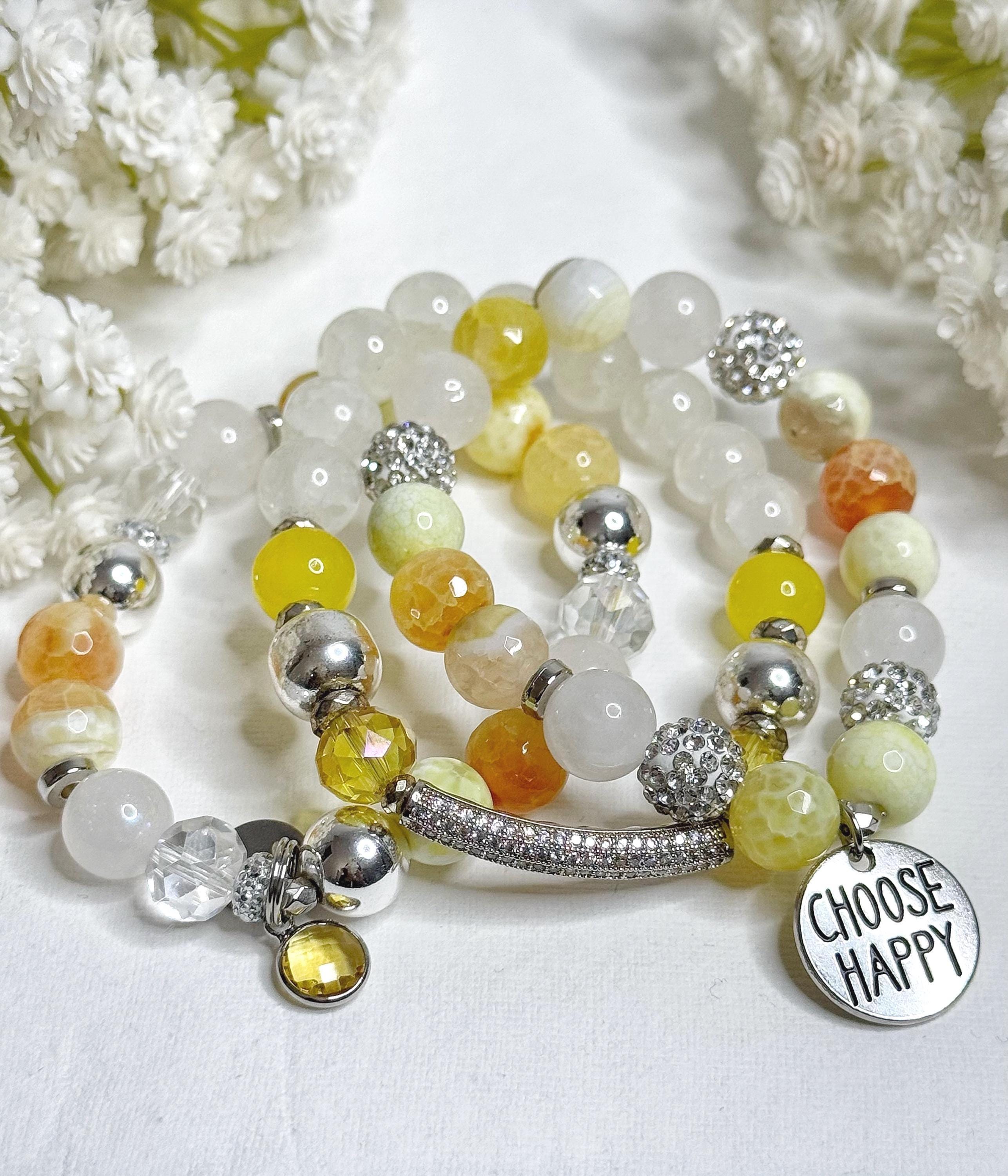 Beaded Charm Bracelet Set: Stretch Bracelets for Women
