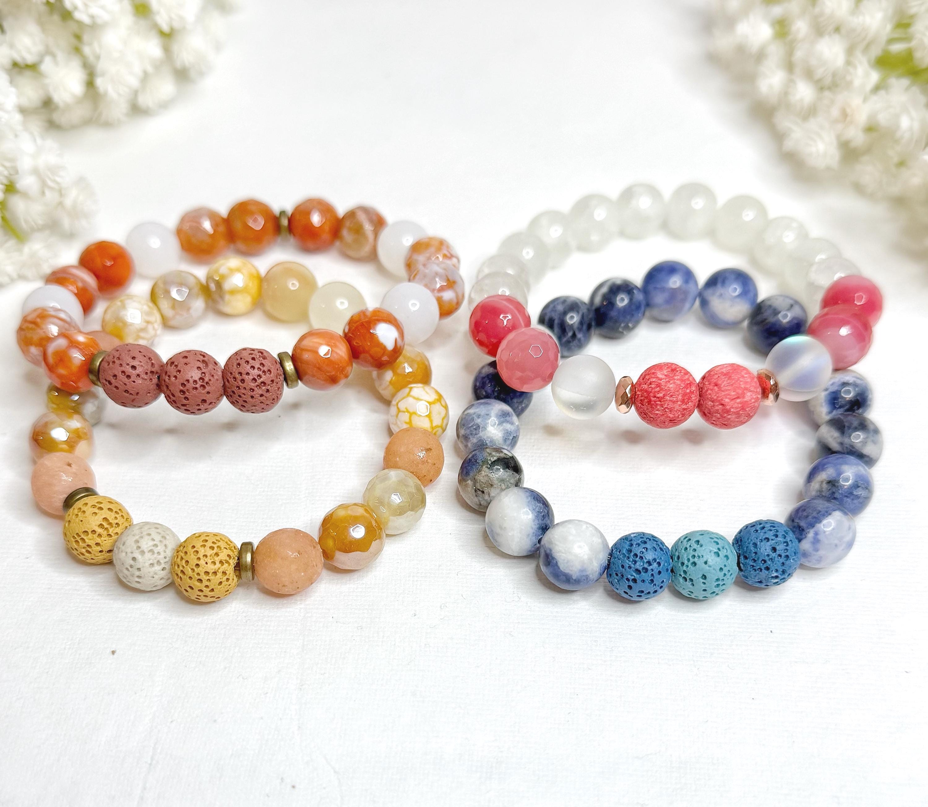 Lava Stone Essential Oil Diffuser Bracelet: Gemstone Beaded Jewelry