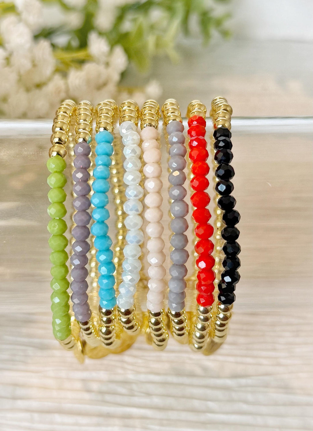 Dainty Beaded Bracelet, Gold Filled, Small 4mm Beads
