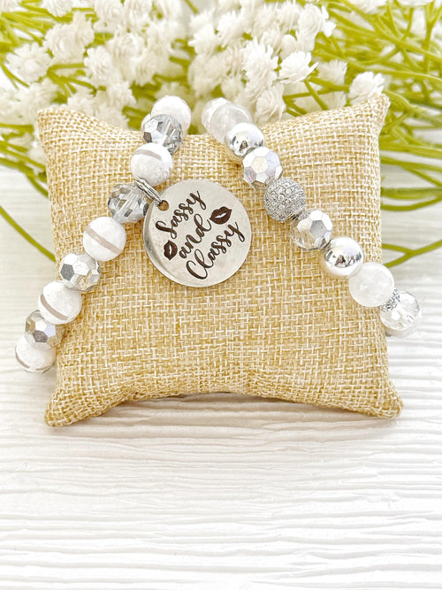 Beaded Charm Bracelet Set: Stretch Bracelets for Women