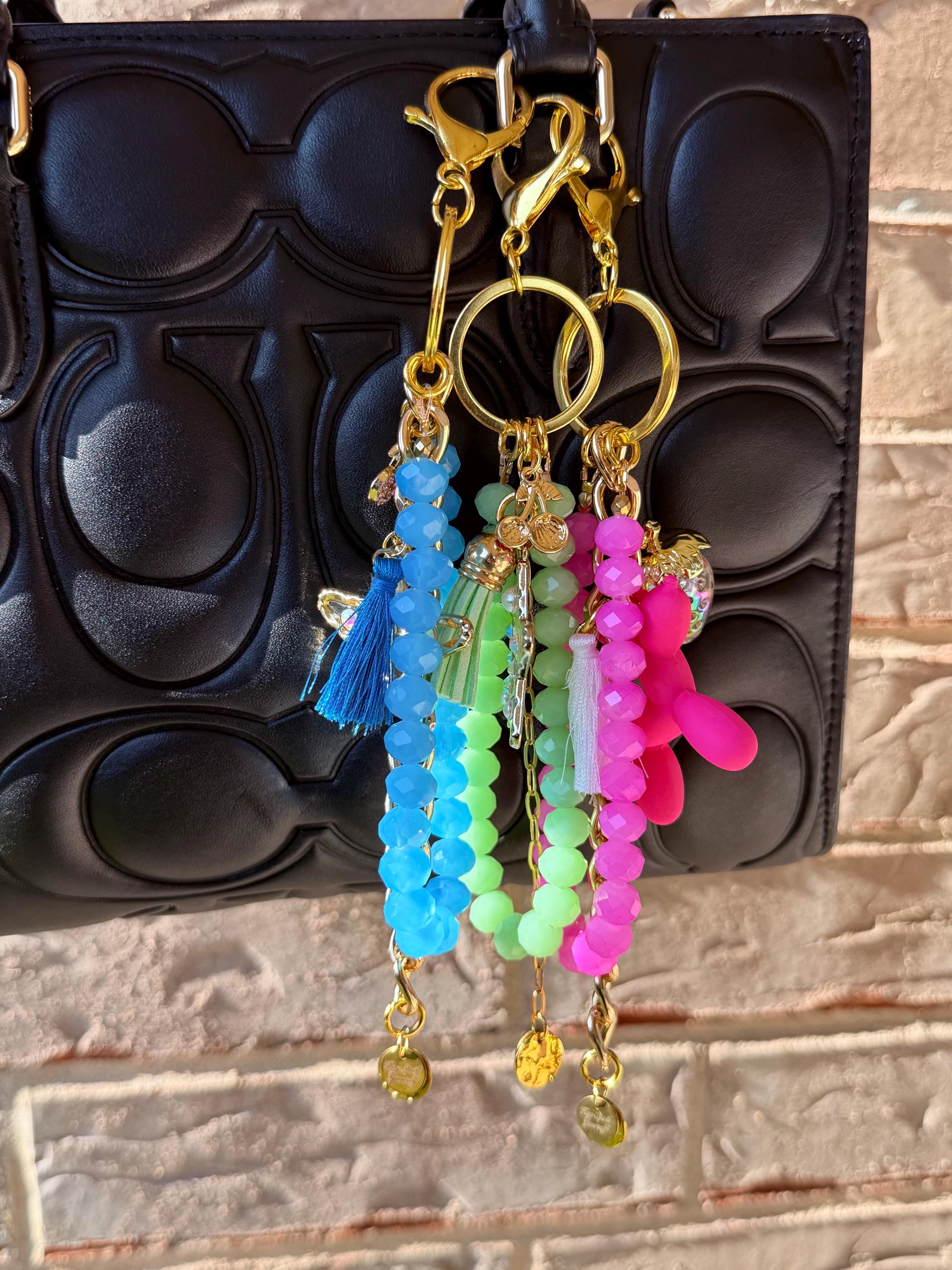 Purse/Bag Charm, Crystal Rondelle Beads, Lobster Claw Clasp