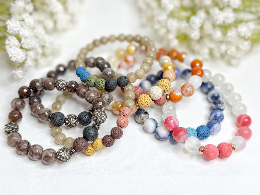 Lava Stone Essential Oil Diffuser Bracelet: Gemstone Beaded Jewelry