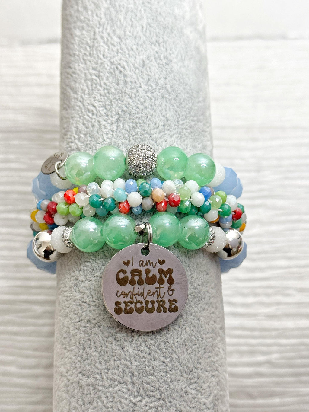 Motivational Beaded Charm Bracelet Set: Stretch Bracelets for Women