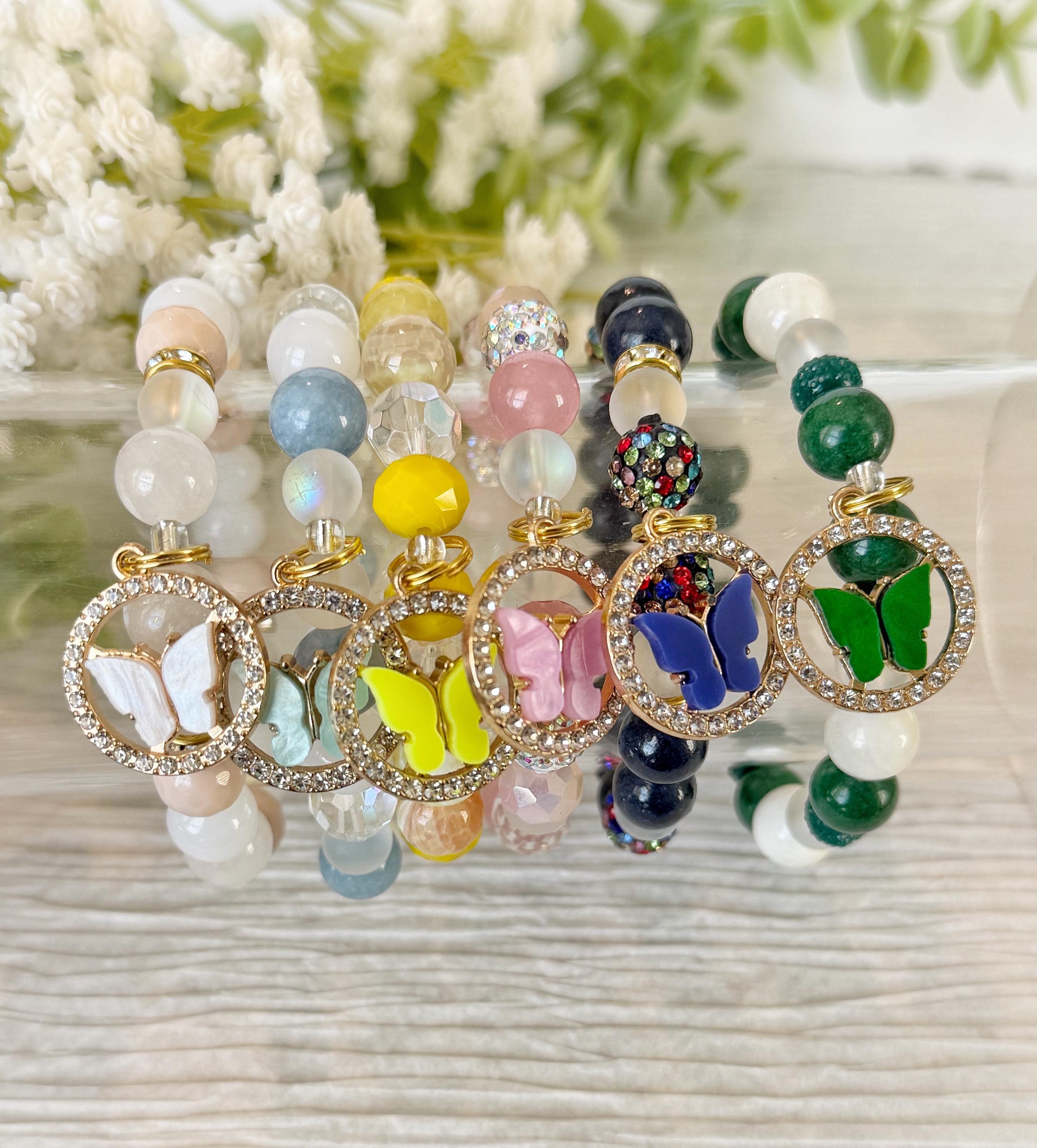 Butterfly Charm, Beaded Bracelets, Bracelets with Charms