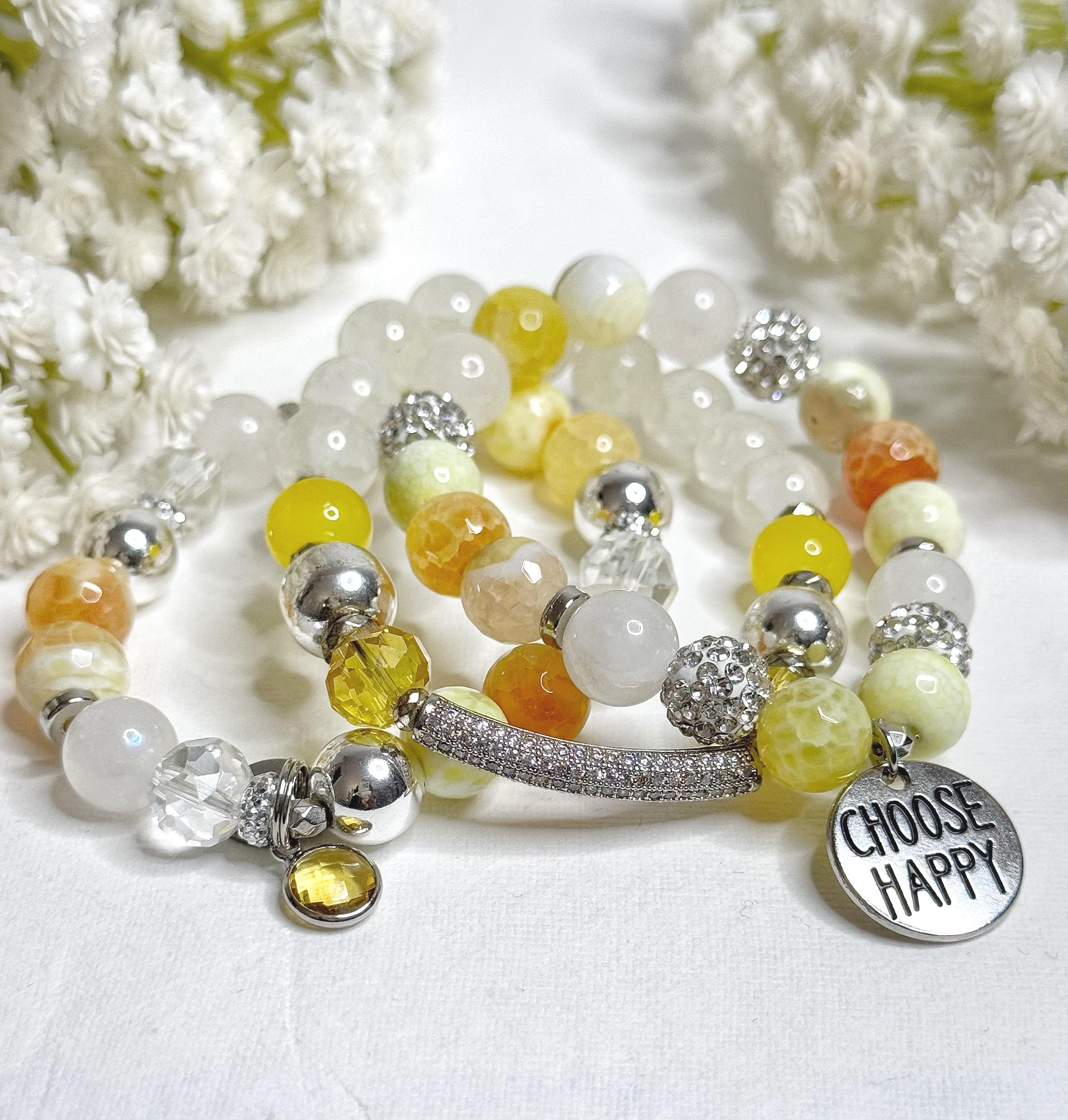 Beaded Charm Bracelet Set: Stretch Bracelets for Women