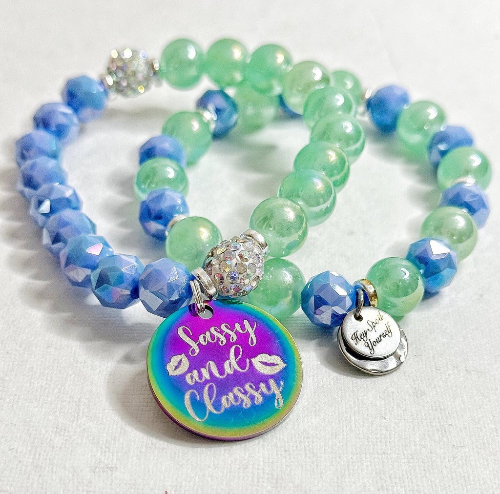 Vibrant Beaded Charm Bracelet Set: Stretch Bracelets for Women