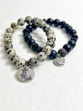 Animal Print Beaded Stretch Bracelet: Motivational Word Charm