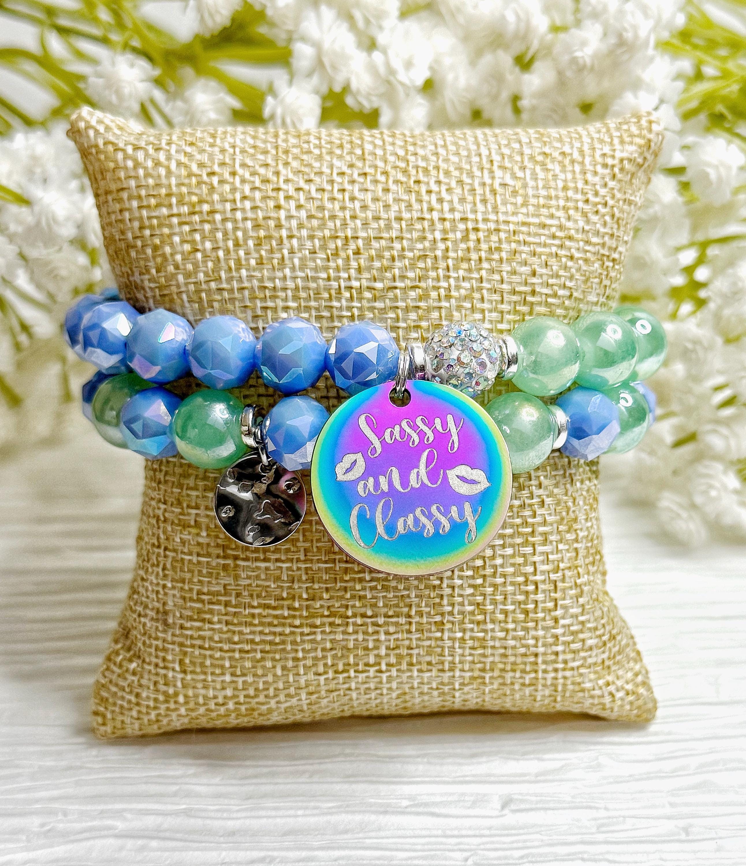 Vibrant Beaded Charm Bracelet Set: Stretch Bracelets for Women