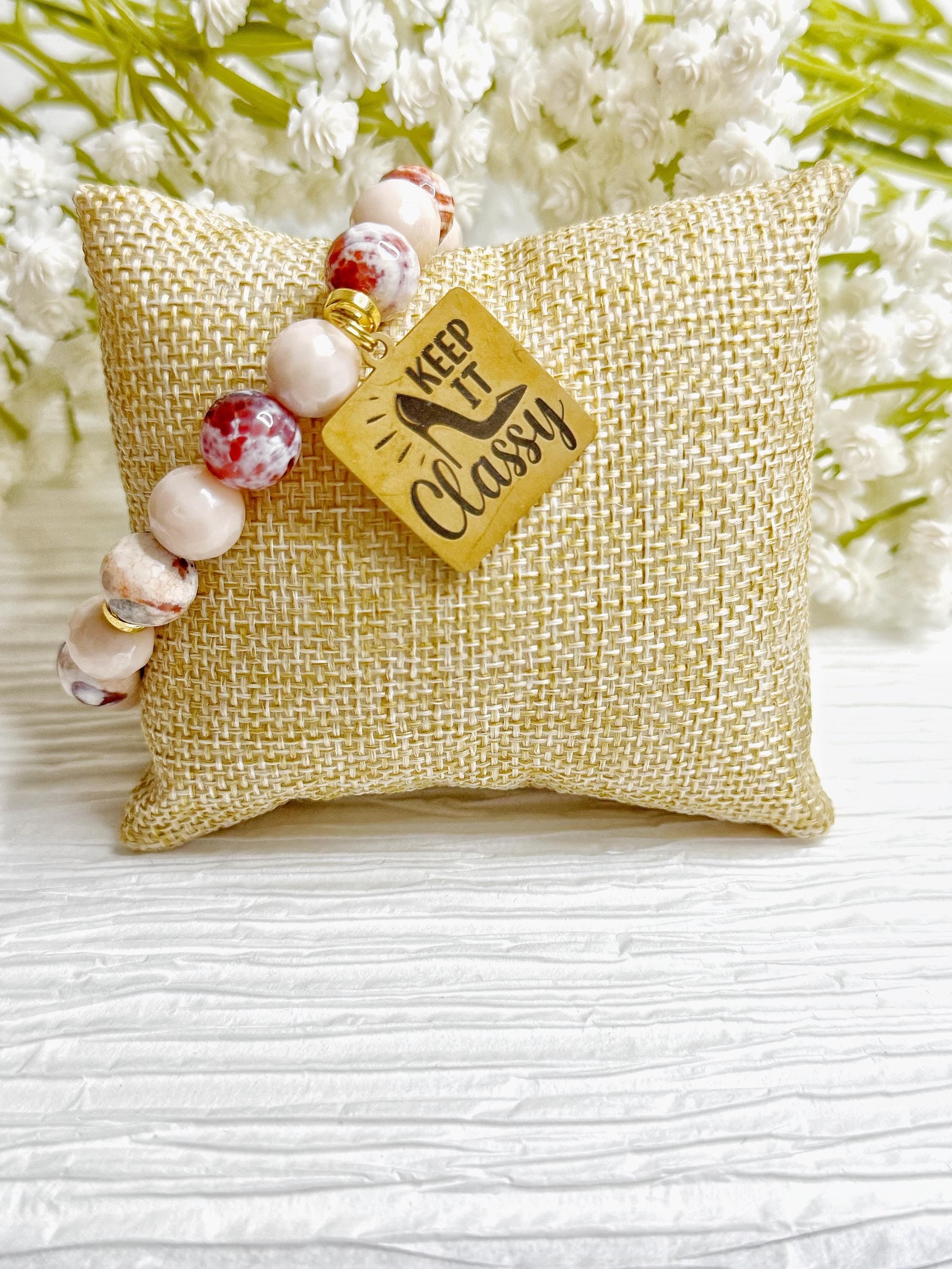 Beaded Stretch Charm Bracelet: 10mm Beads, Keep it Classy