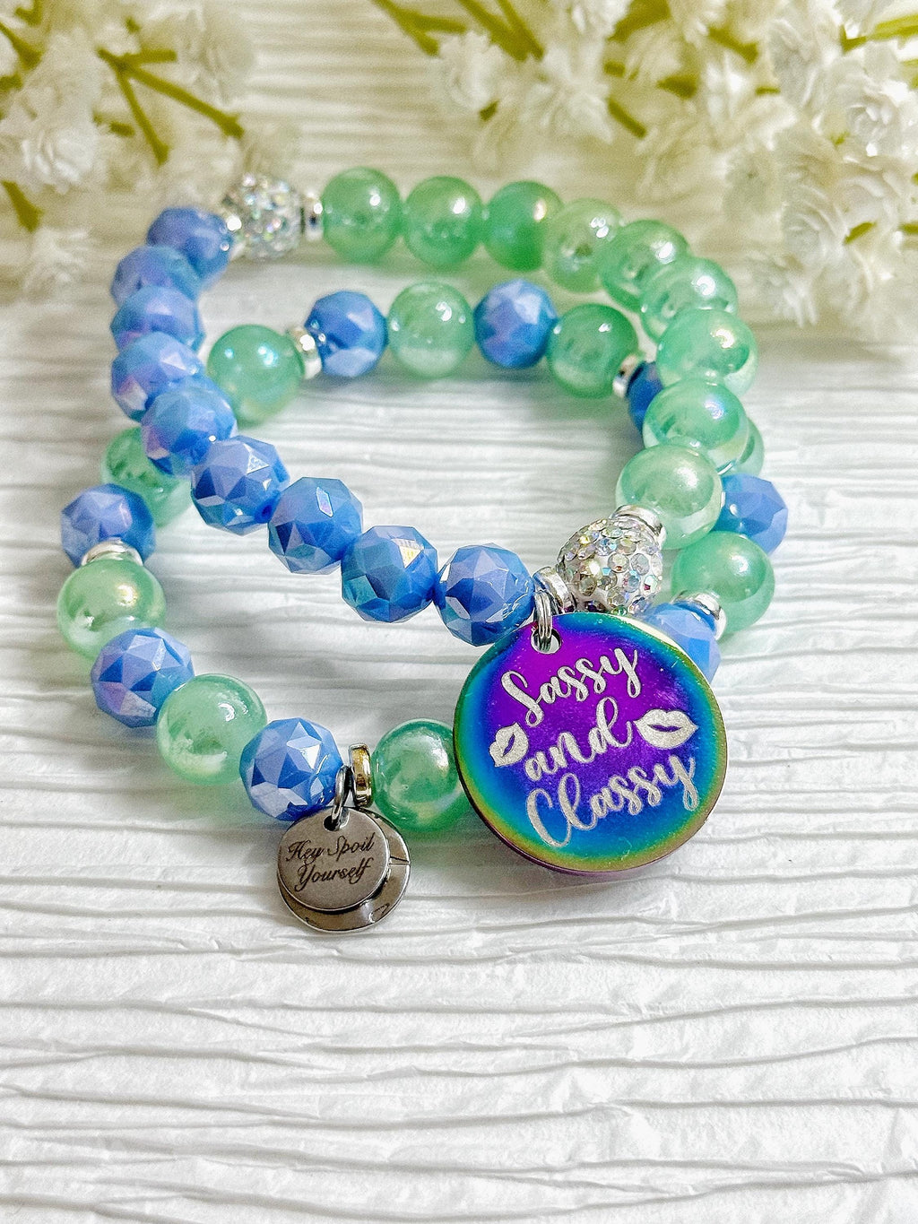 Vibrant Beaded Charm Bracelet Set: Stretch Bracelets for Women