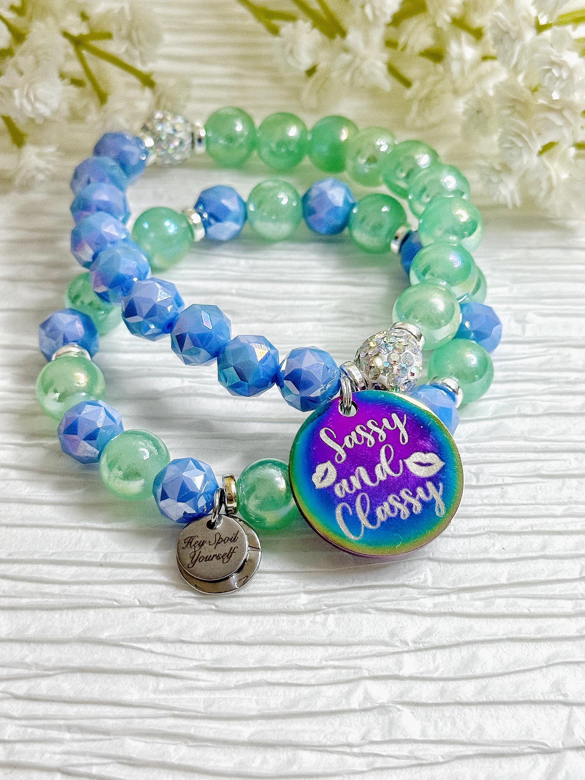 Vibrant Beaded Charm Bracelet Set: Stretch Bracelets for Women