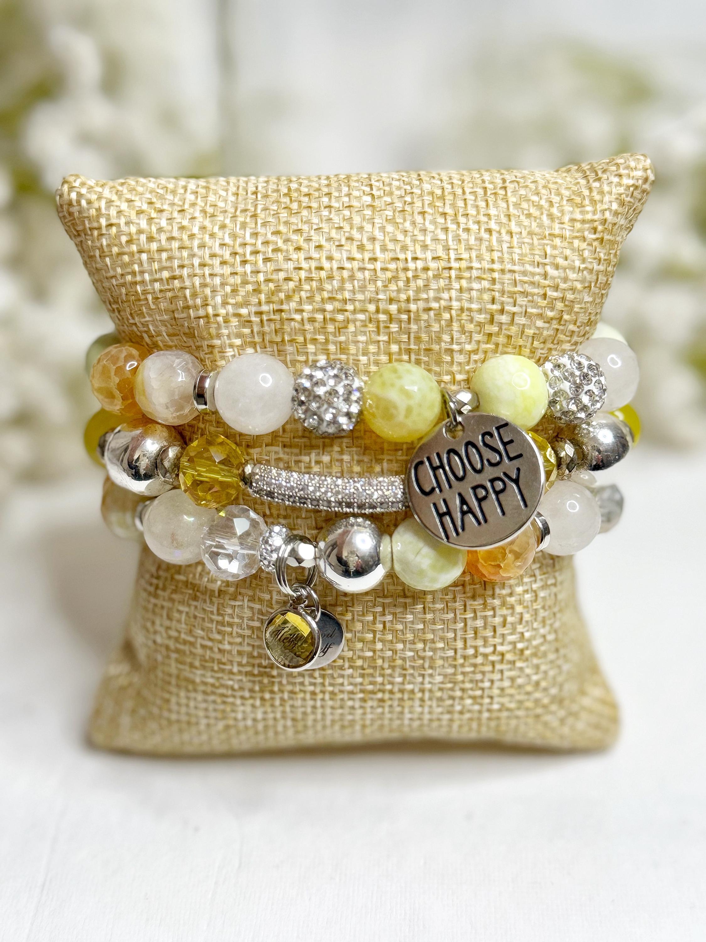 Beaded Charm Bracelet Set: Stretch Bracelets for Women