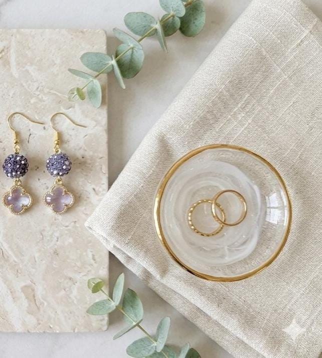 Crystal Clover Dangle Earrings, Lightweight Drop Jewelry