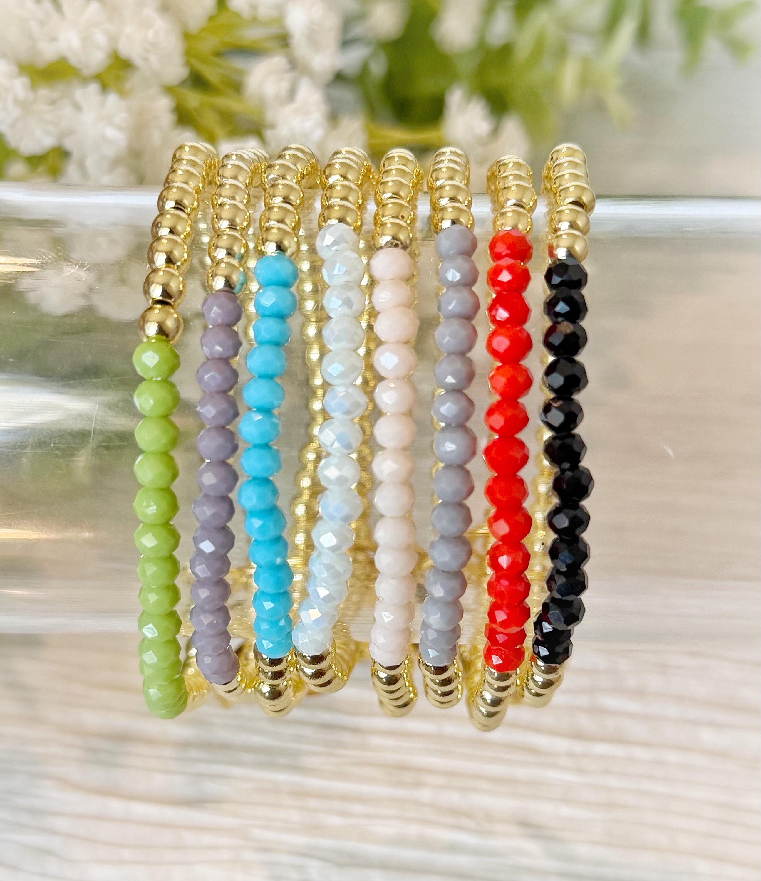 Dainty Beaded Bracelet, Gold Filled, Small 4mm Beads