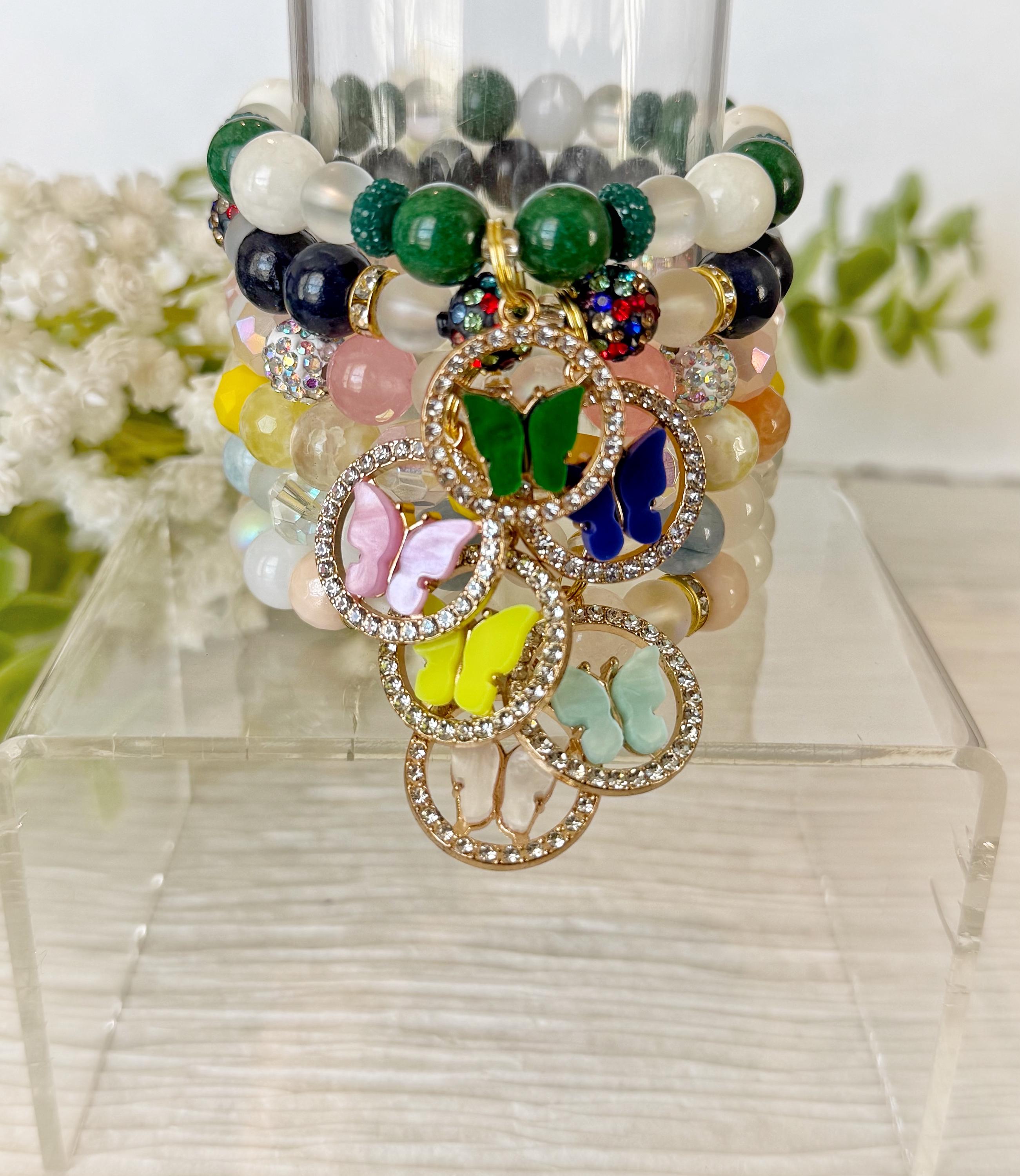 Butterfly Charm, Beaded Bracelets, Bracelets with Charms