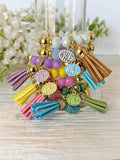 Beaded Tassel Bracelets, Boho Stretch Stackable Jewelry, WWJD Charm