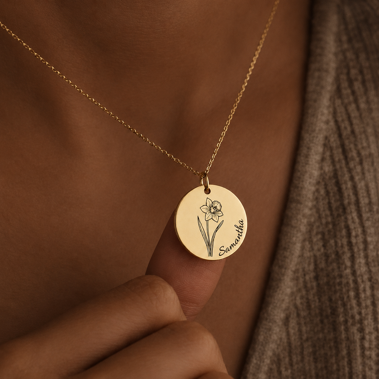 Personalized Birth Flower Necklace
