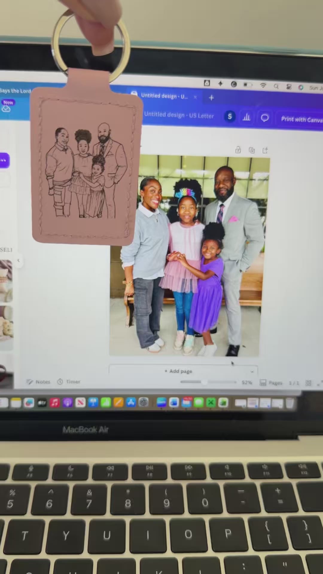 Custom Photo Line Art Keychain
